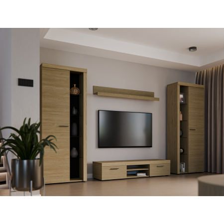 Meblościanka 300 cm Ramon dąb olejowany zestaw mebli do salonu